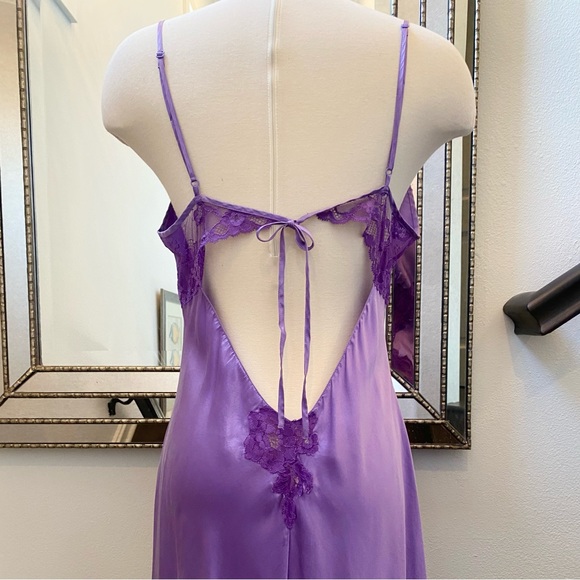 🌺SOLD🌺 Y2k Victoria’s Secret Silk Purple Sheer Vintage Maxi Gown Slip Dress - Picture 8 of 10